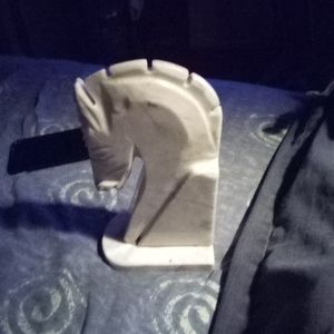 Marble horse head bookend